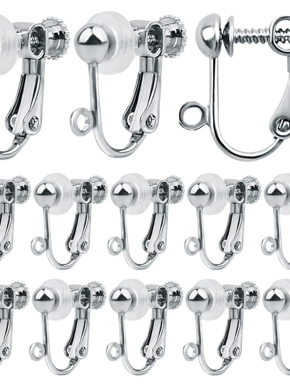 24pcs Silver Plated Clip-on Earring Converters Brass Screw Back Earwire Non Pier